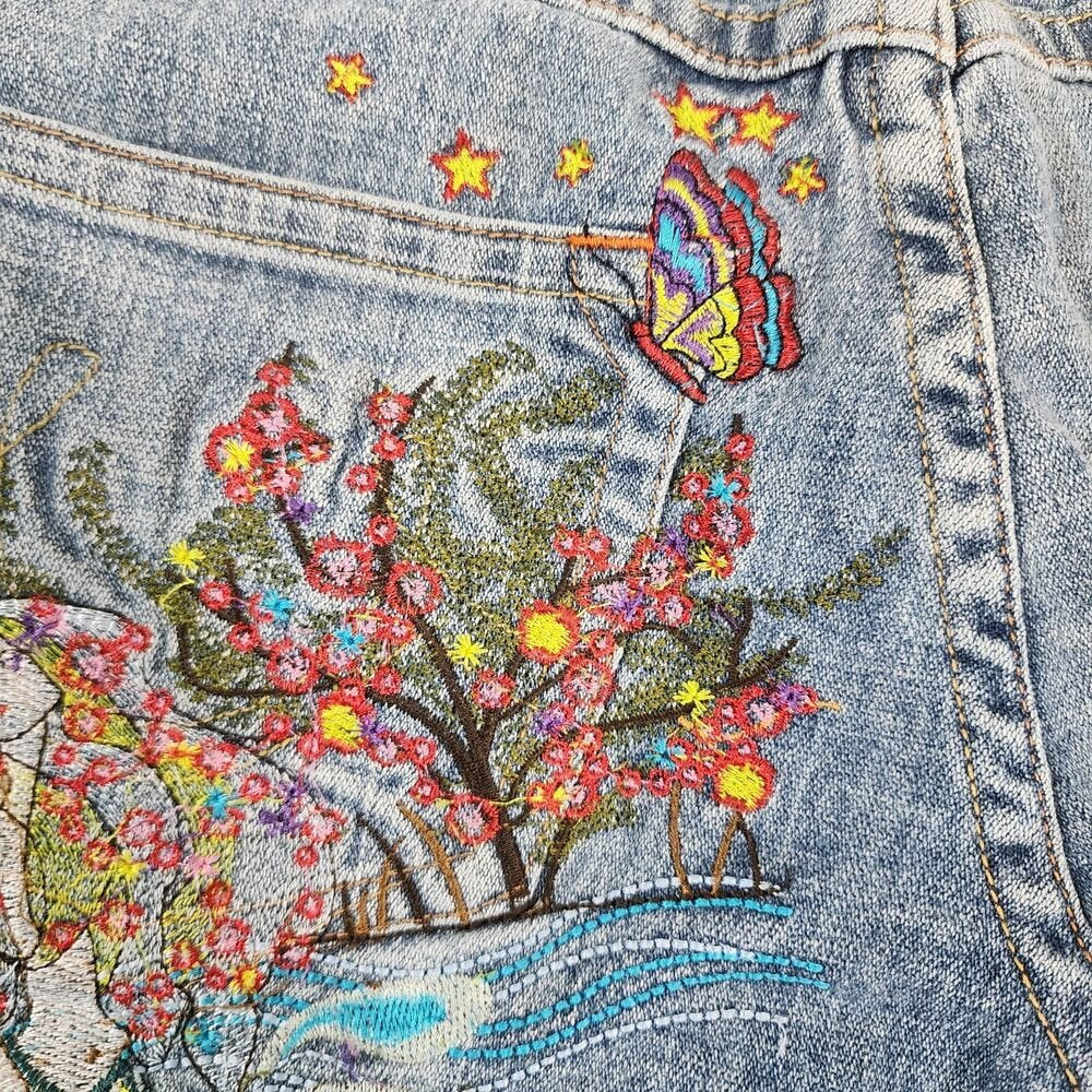Vintage ZB Jeans Women's Embroidered Hippie Bootcut Jeans Mermaid Size 13 - GOOD