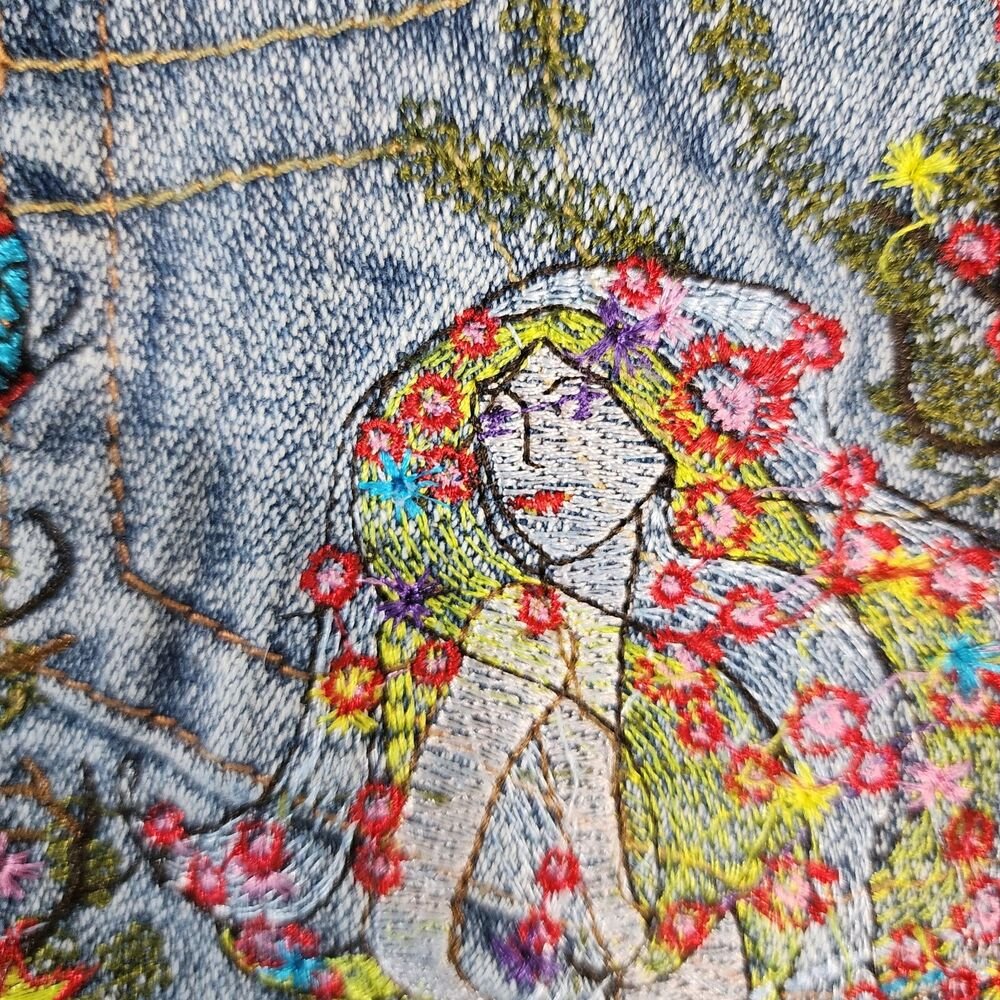 Vintage ZB Jeans Women's Embroidered Hippie Bootcut Jeans Mermaid Size 13 - GOOD
