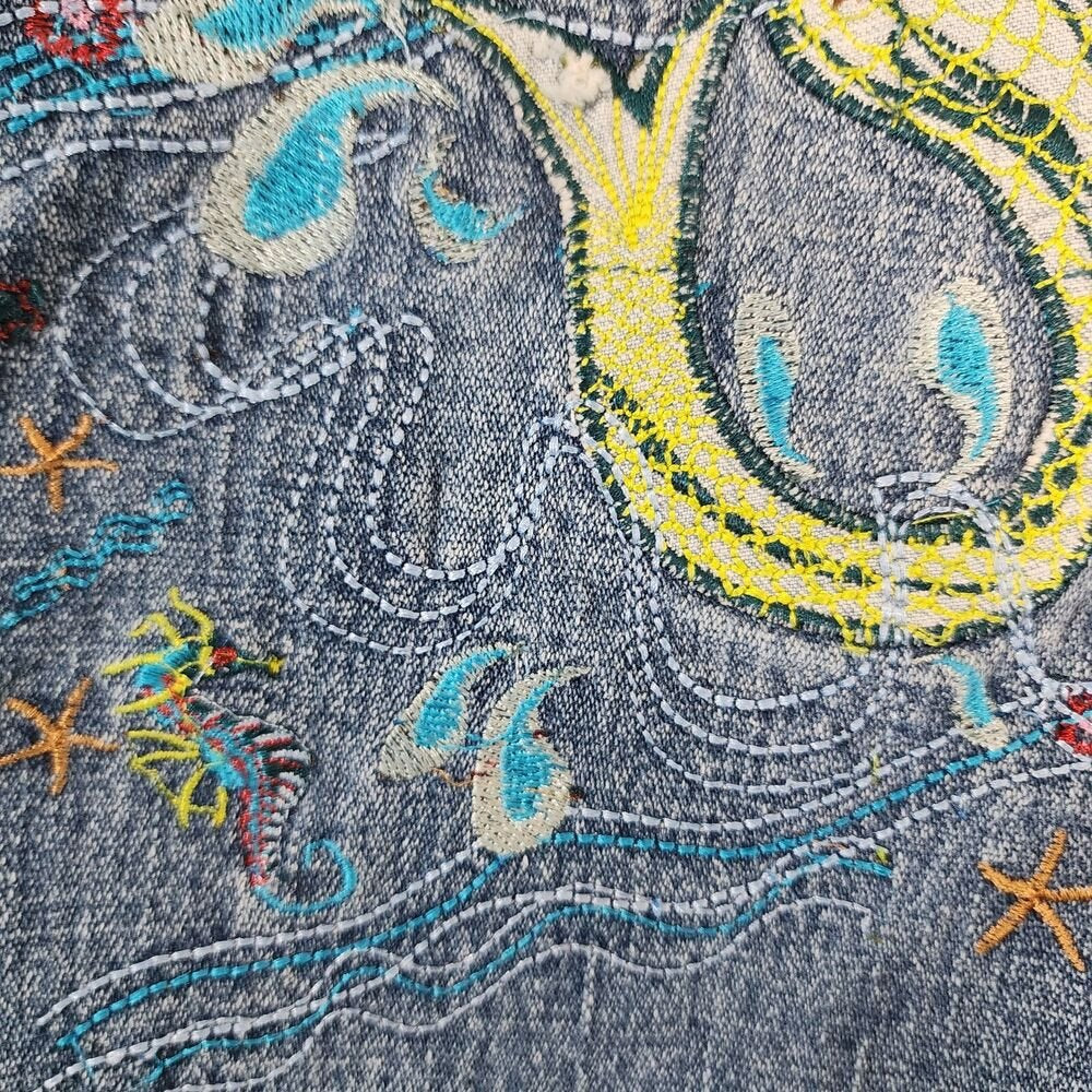 Vintage ZB Jeans Women's Embroidered Hippie Bootcut Jeans Mermaid Size 13 - GOOD