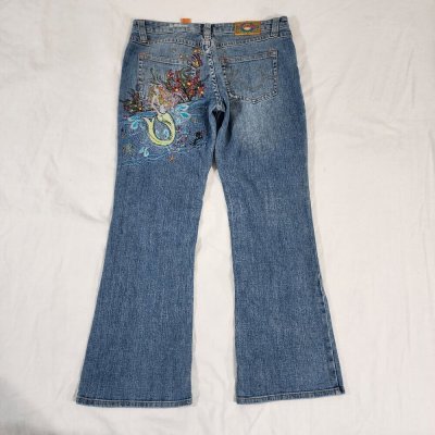 Vintage ZB Jeans Women's Embroidered Hippie Bootcut Jeans Mermaid Size 13 - GOOD