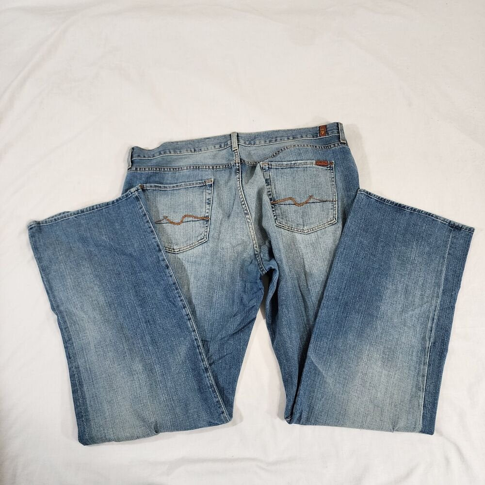 7 For All Mankind Relaxed Blue Jeans Pants Men's Size 40 X34 Button Fly - GOOD