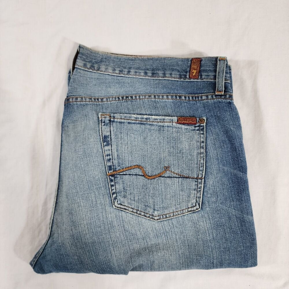 7 For All Mankind Relaxed Blue Jeans Pants Men's Size 40 X34 Button Fly - GOOD