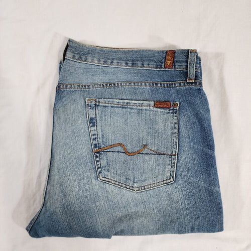 7 For All Mankind Relaxed Blue Jeans Pants Men's Size 40 X34 Button Fly - GOOD