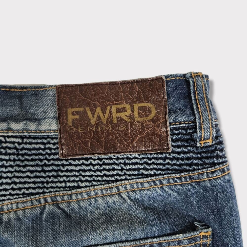 FWRD Denim Men's Slim Fit Ripped Distressed Patch Jeans 36x34 - GOOD