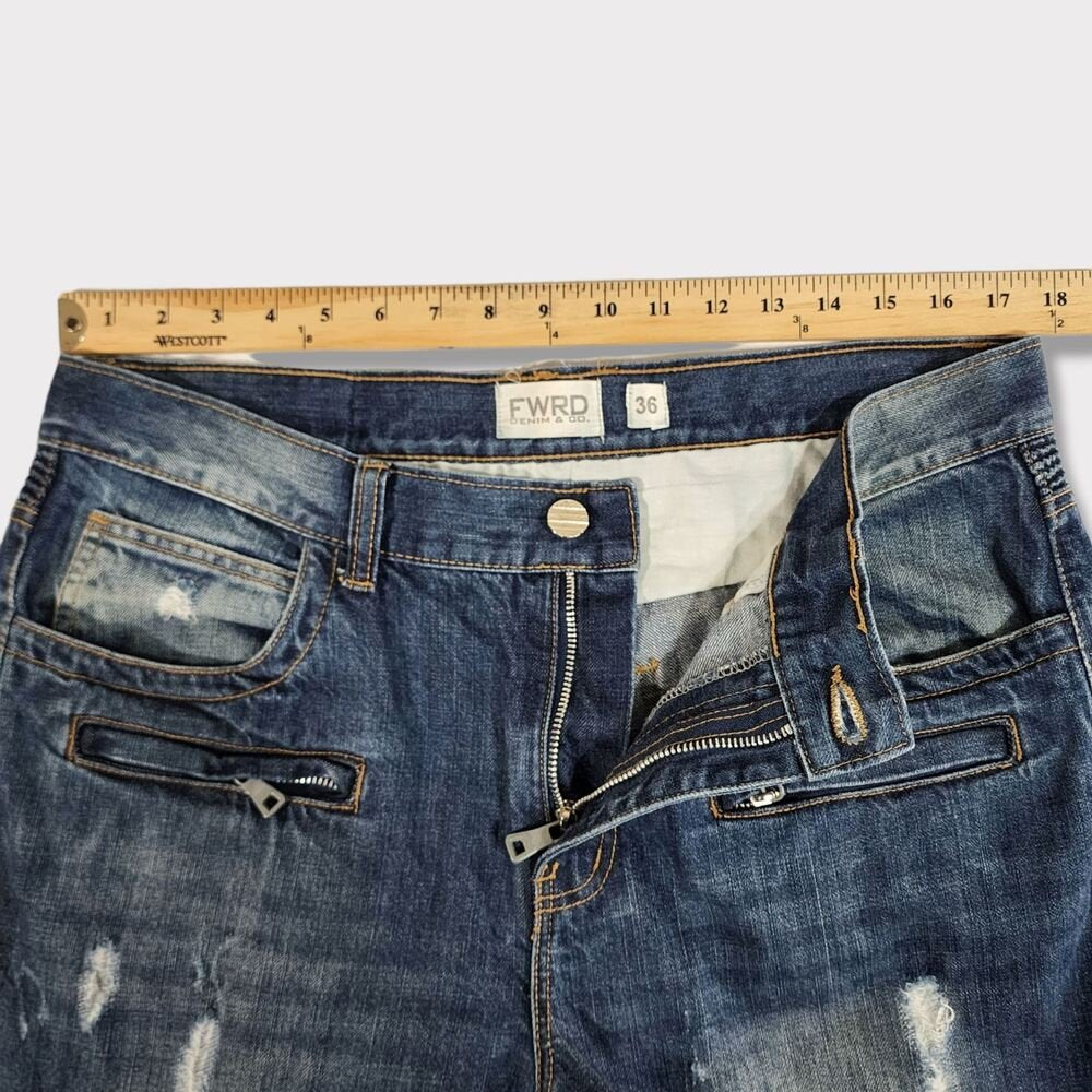 FWRD Denim Men's Slim Fit Ripped Distressed Patch Jeans 36x34 - GOOD