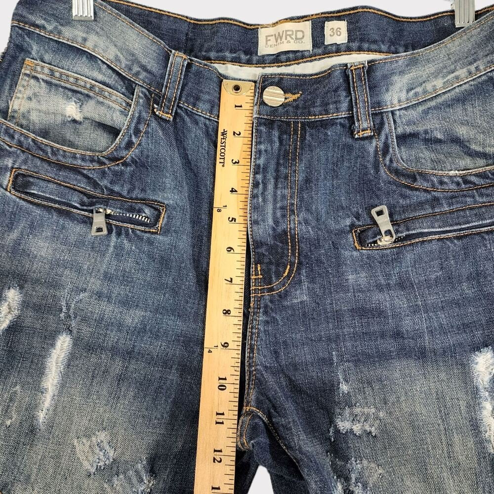 FWRD Denim Men's Slim Fit Ripped Distressed Patch Jeans 36x34 - GOOD