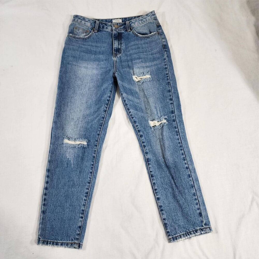 Tobi Women's Distressed Medium Wash Jeans Size 28x26 - GOOD