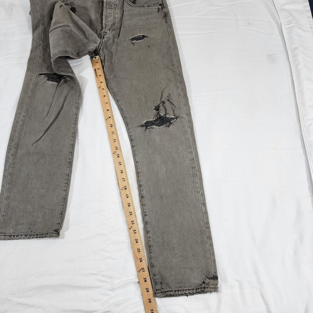 Levis 501 CT Jeans Mens 30x32 Charcoal Washed Gray Custom Tapered Distressed Y2K