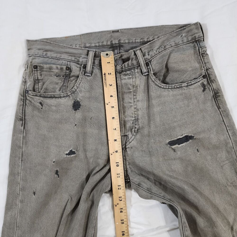 Levis 501 CT Jeans Mens 30x32 Charcoal Washed Gray Custom Tapered Distressed Y2K