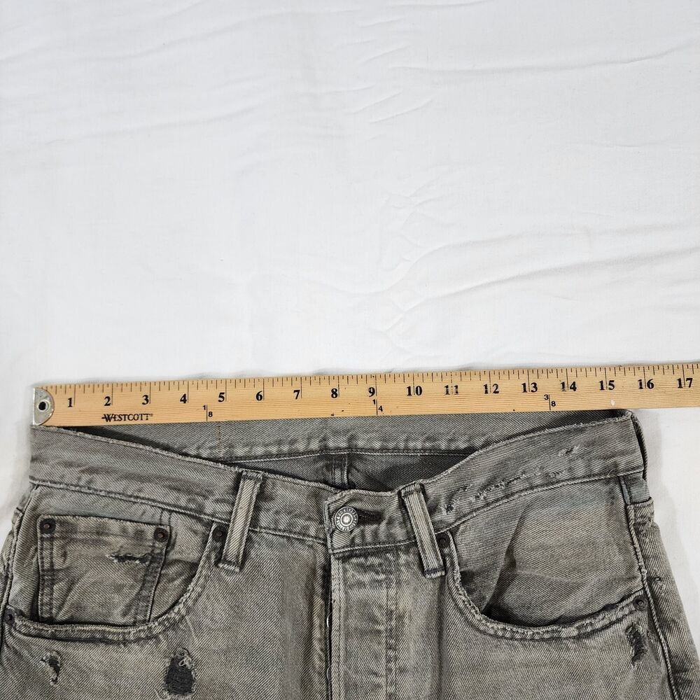 Levis 501 CT Jeans Mens 30x32 Charcoal Washed Gray Custom Tapered Distressed Y2K