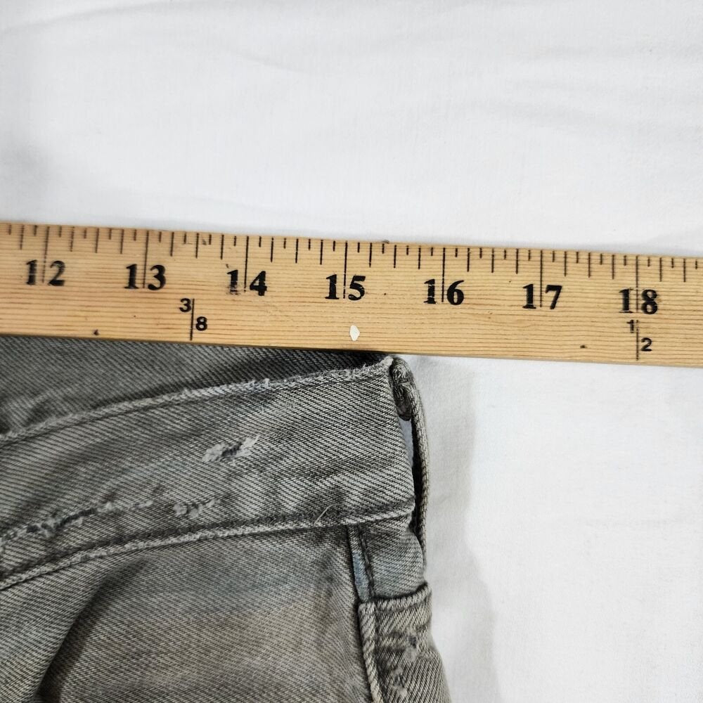 Levis 501 CT Jeans Mens 30x32 Charcoal Washed Gray Custom Tapered Distressed Y2K
