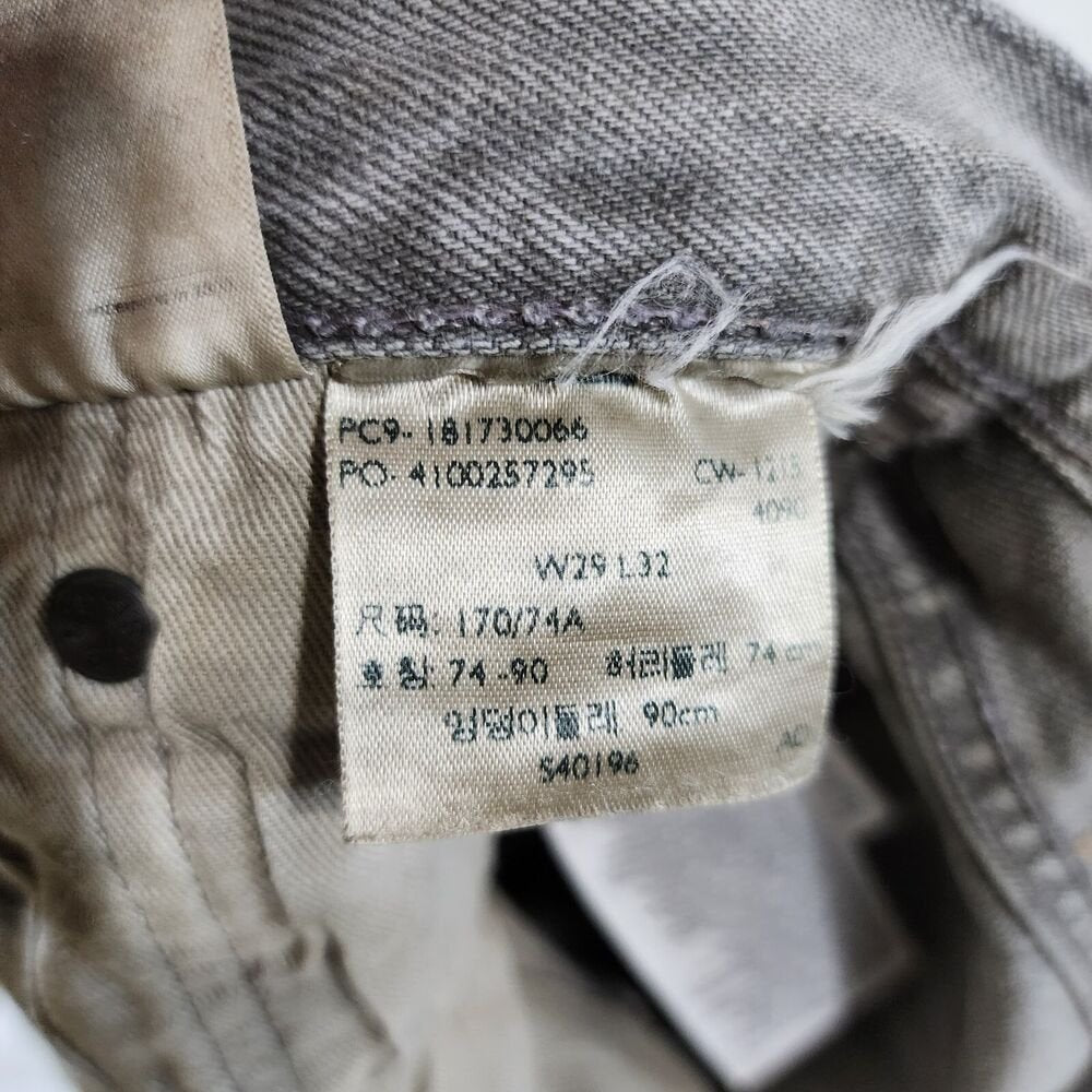 Levis 501 CT Jeans Mens 30x32 Charcoal Washed Gray Custom Tapered Distressed Y2K