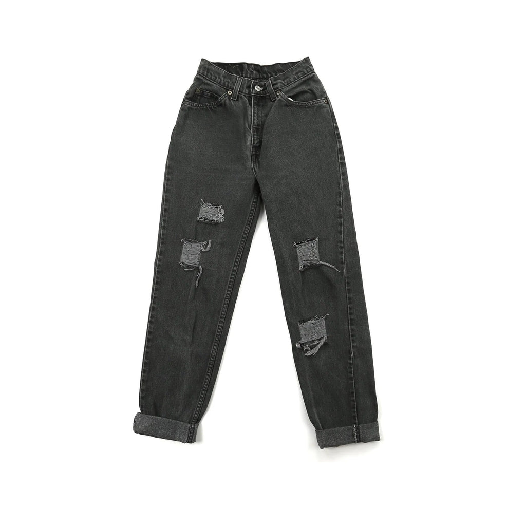 VINTAGE LEVI'S 912 BLACK DISTRESSED HIGH WAISTED JEANS