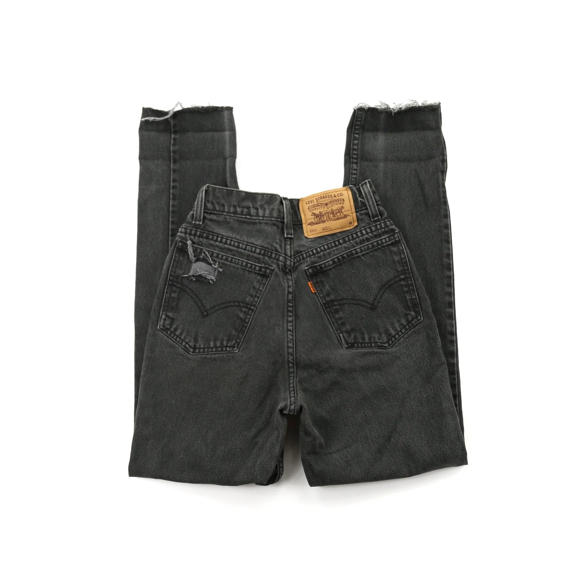 VINTAGE LEVI'S 912 BLACK DISTRESSED HIGH WAISTED JEANS