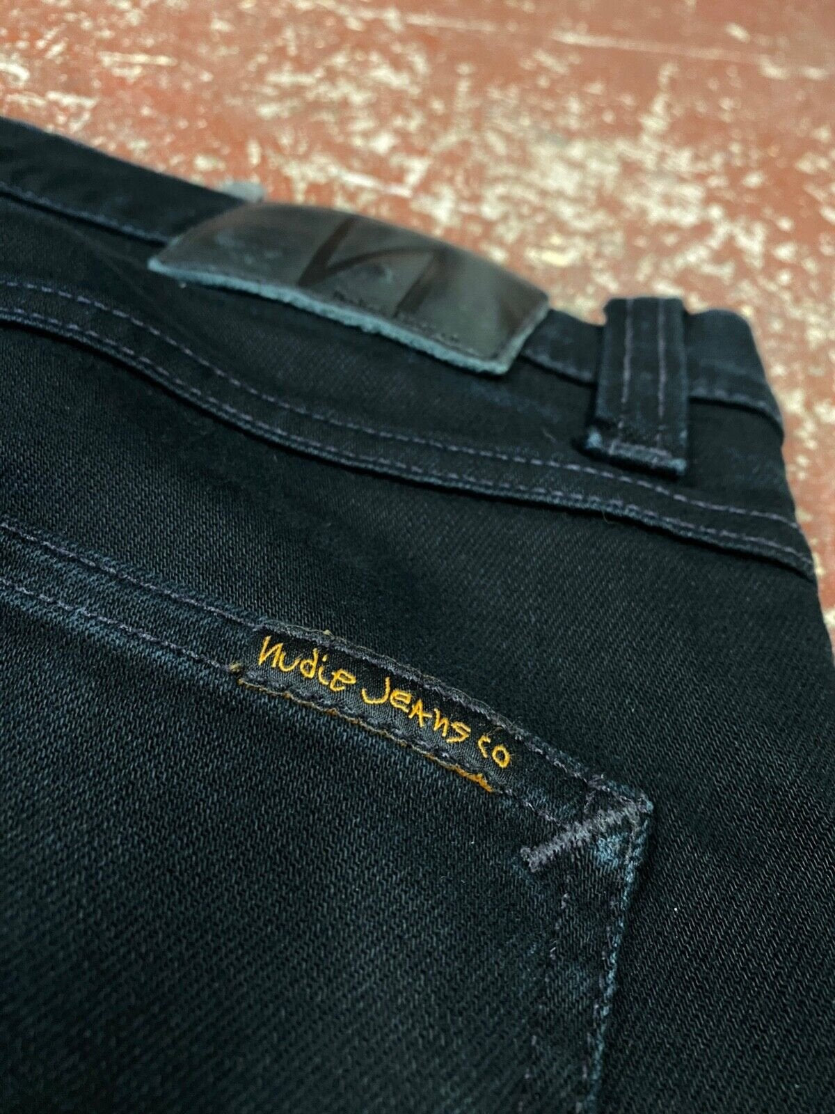 Nudie Lean Dean Denim Jeans W32 L32 Dry Ever Black Slim Fitting Zip Fly Pant VGC
