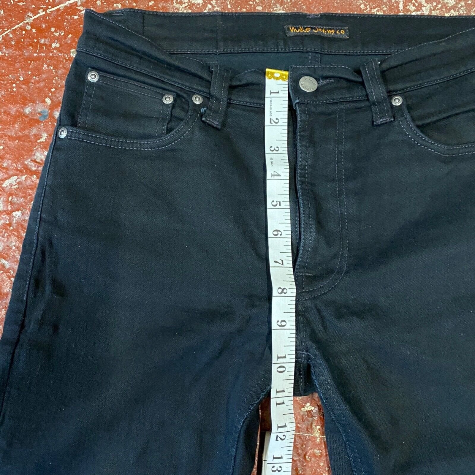 Nudie Lean Dean Denim Jeans W32 L32 Dry Ever Black Slim Fitting Zip Fly Pant VGC