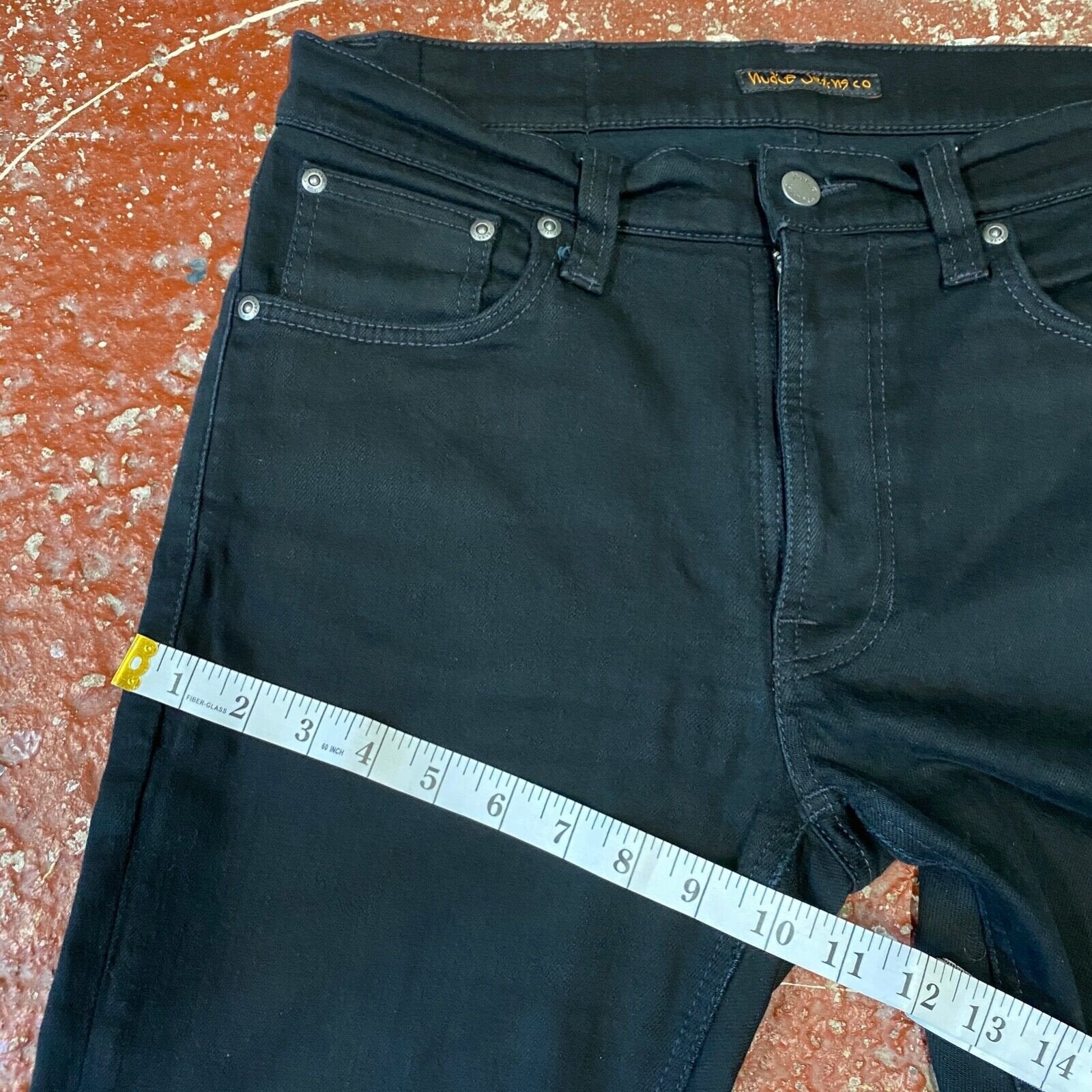 Nudie Lean Dean Denim Jeans W32 L32 Dry Ever Black Slim Fitting Zip Fly Pant VGC