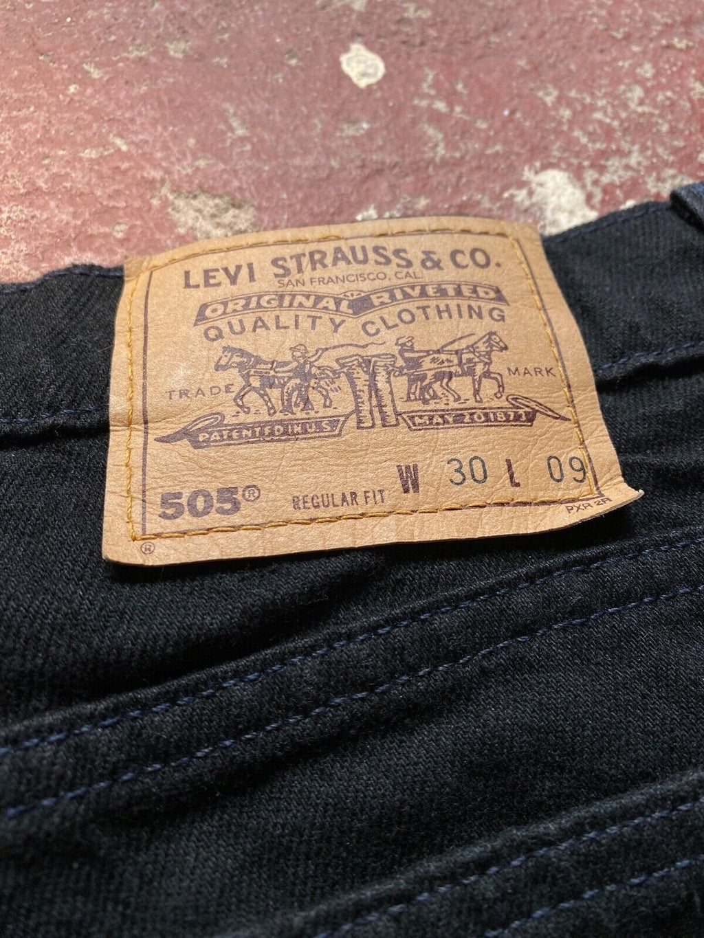 Vintage 90’s Levi’s 505 Denim Jean Shorts In Black W30, Orange Tab, Made in USA