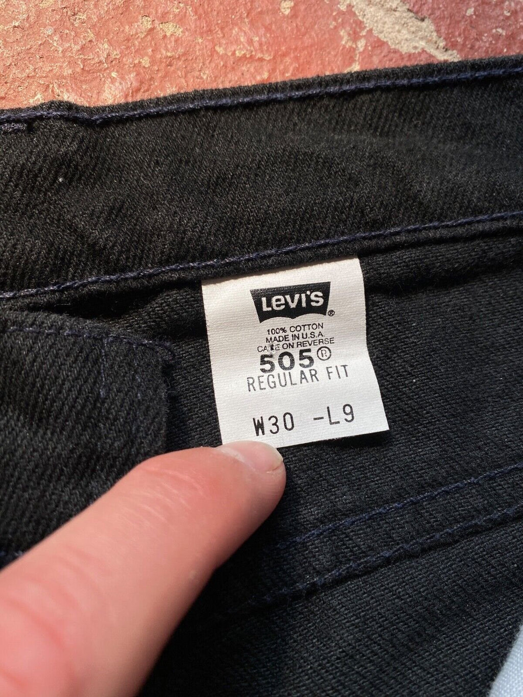 Vintage 90’s Levi’s 505 Denim Jean Shorts In Black W30, Orange Tab, Made in USA