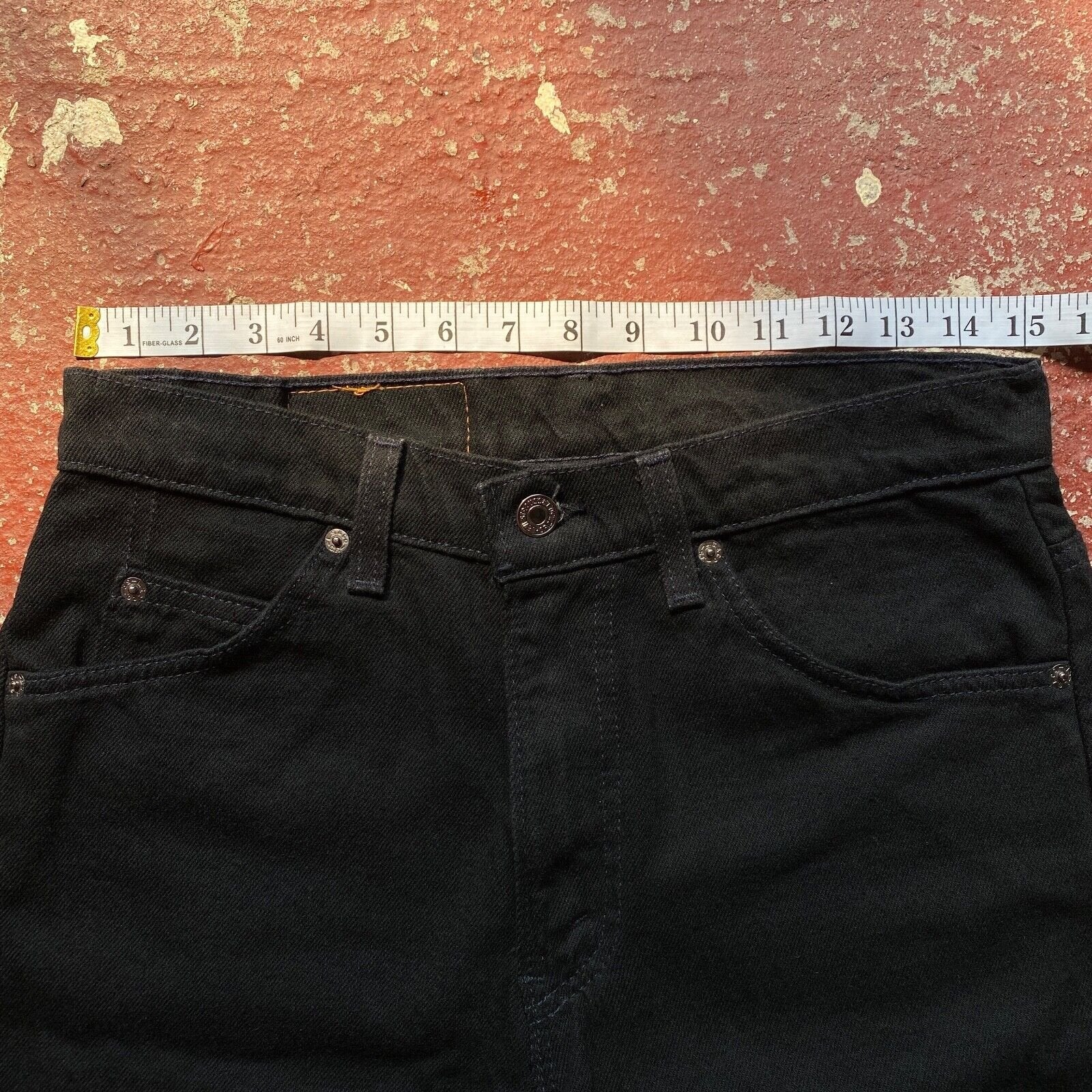 Vintage 90’s Levi’s 505 Denim Jean Shorts In Black W30, Orange Tab, Made in USA