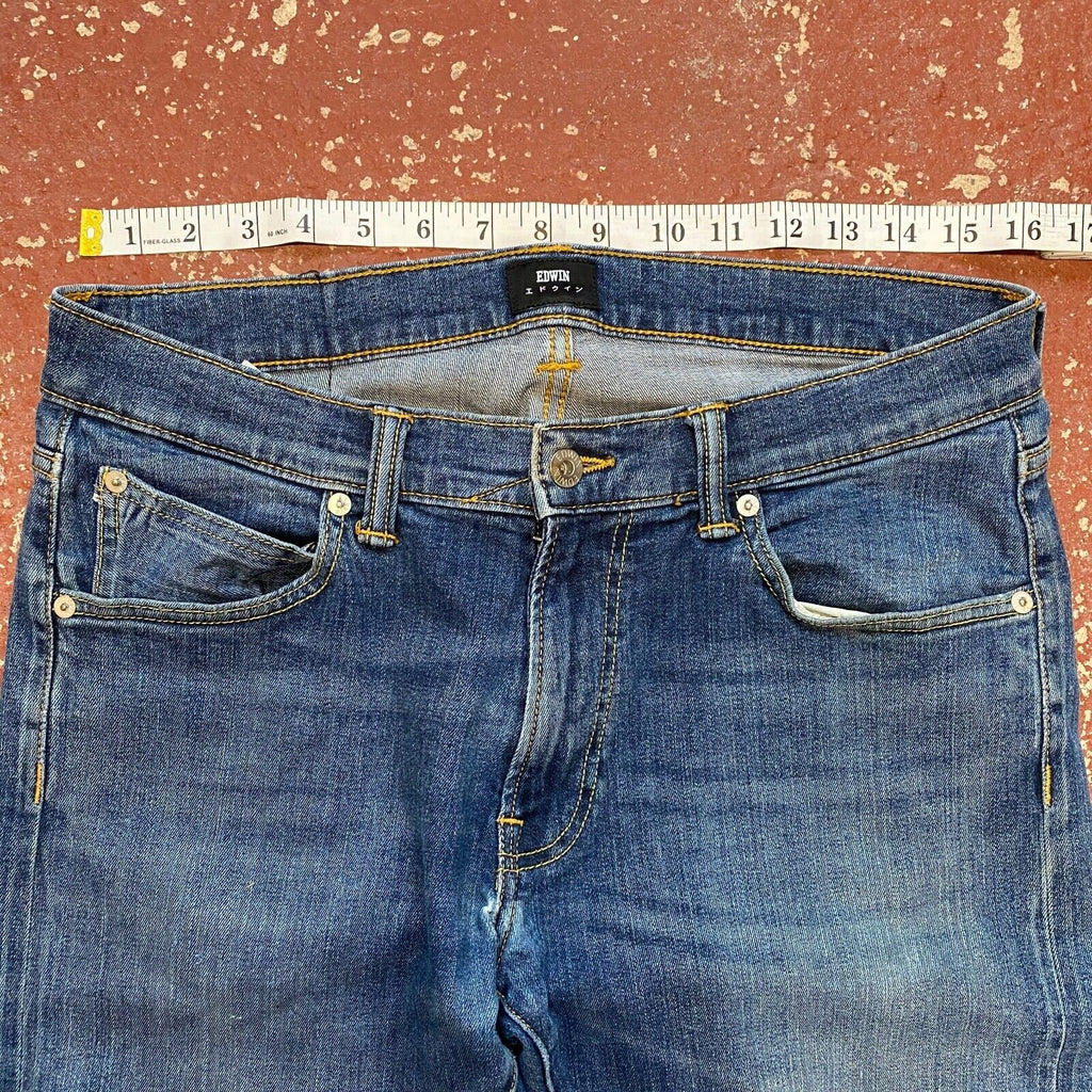 Edwin ED 85 Slim Tapered Selvedge Stretch Jeans W32 L32 Blue Denim Trousers