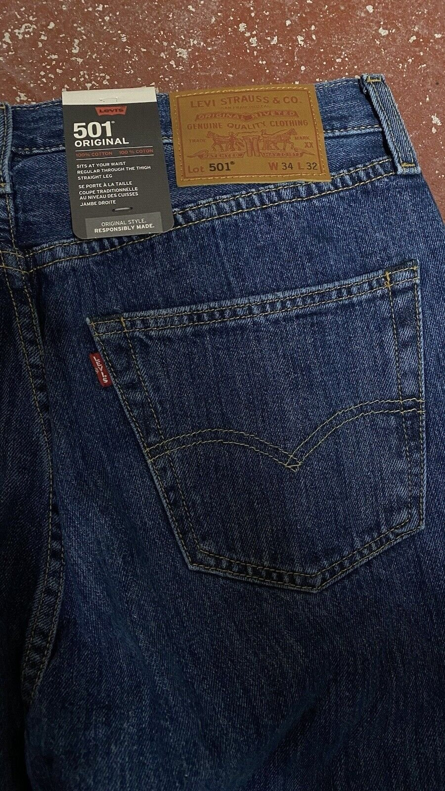 Levi's Lot 501 Original Premium Dark Blue Stonewashed Regular Fit W34 L32 BNWT