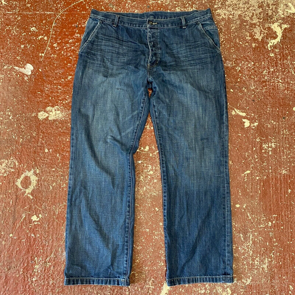 YSL Yves Saint Laurent Blue Distressed Denim Jeans Indigo Blue Wash W40 L32