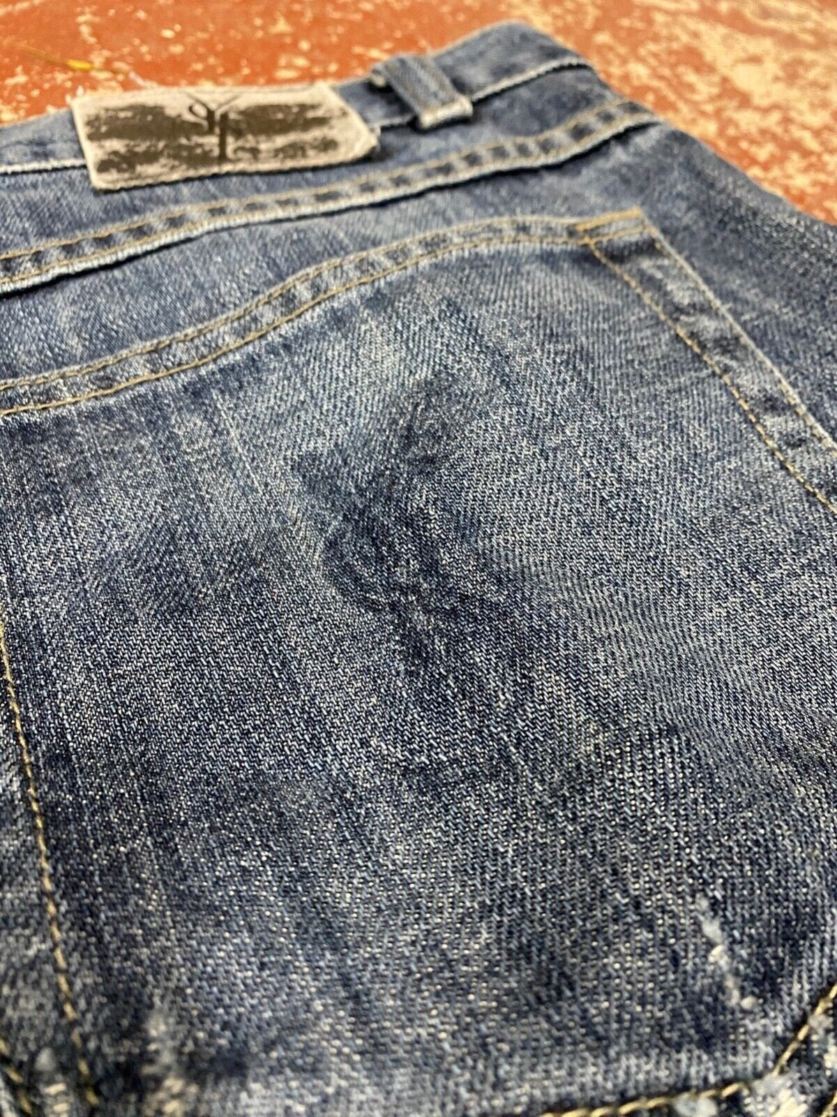 YSL Yves Saint Laurent Blue Distressed Denim Jeans Indigo Blue Wash W40 L32