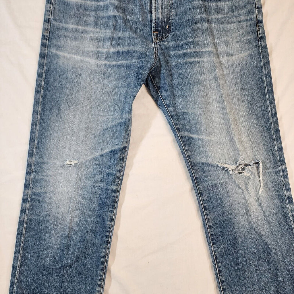AG Adriano Goldschmied Jeans Mens 36/30 Blue The Matchbox Slim Straight Distress