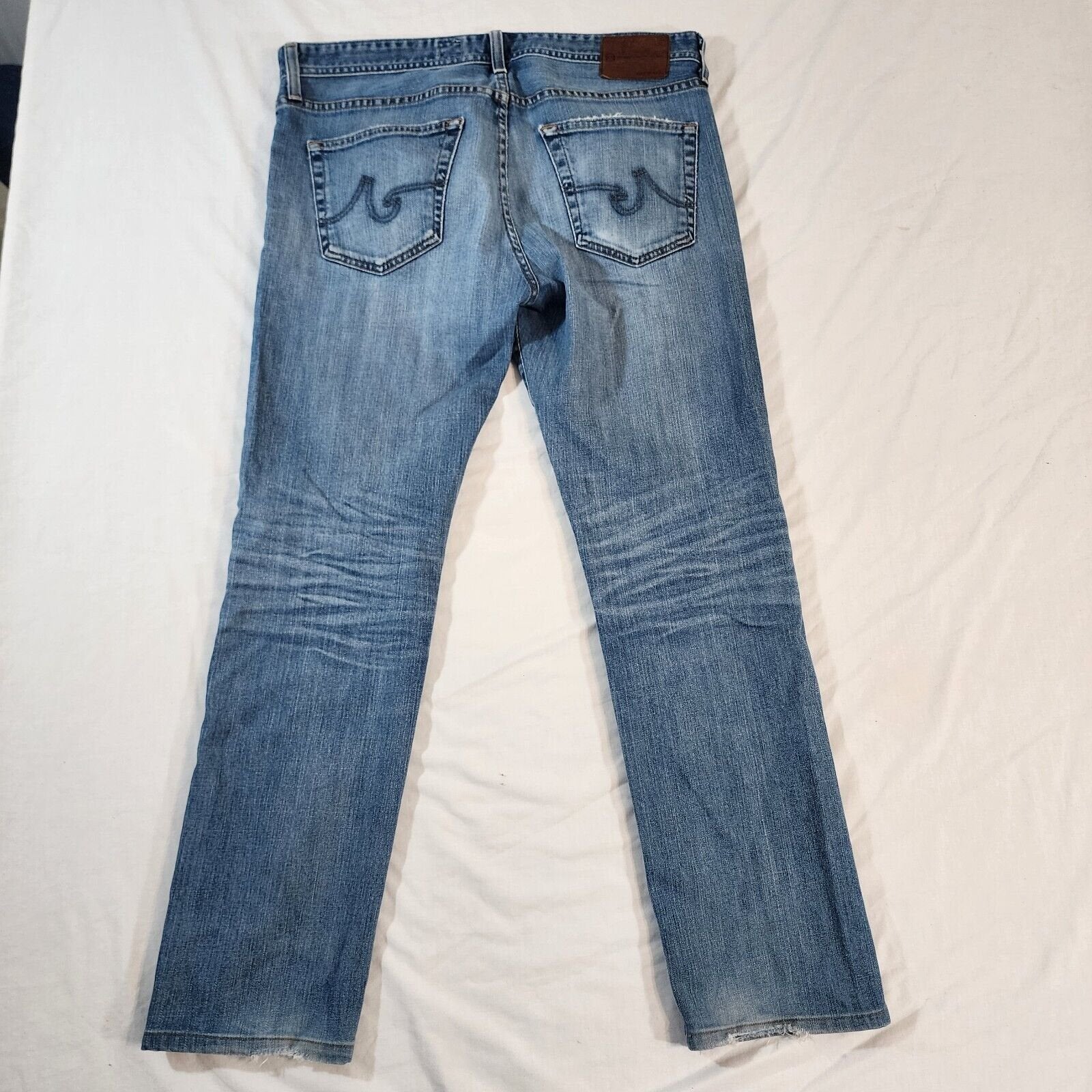 AG Adriano Goldschmied Jeans Mens 36/30 Blue The Matchbox Slim Straight Distress