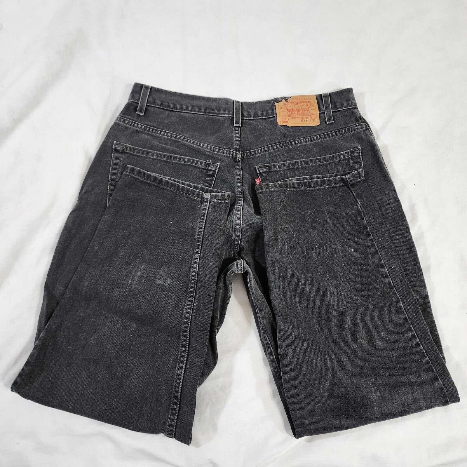 Vintage Levis 560 Red Tab Black Denim Loose Fit Tapered Jeans 36x30