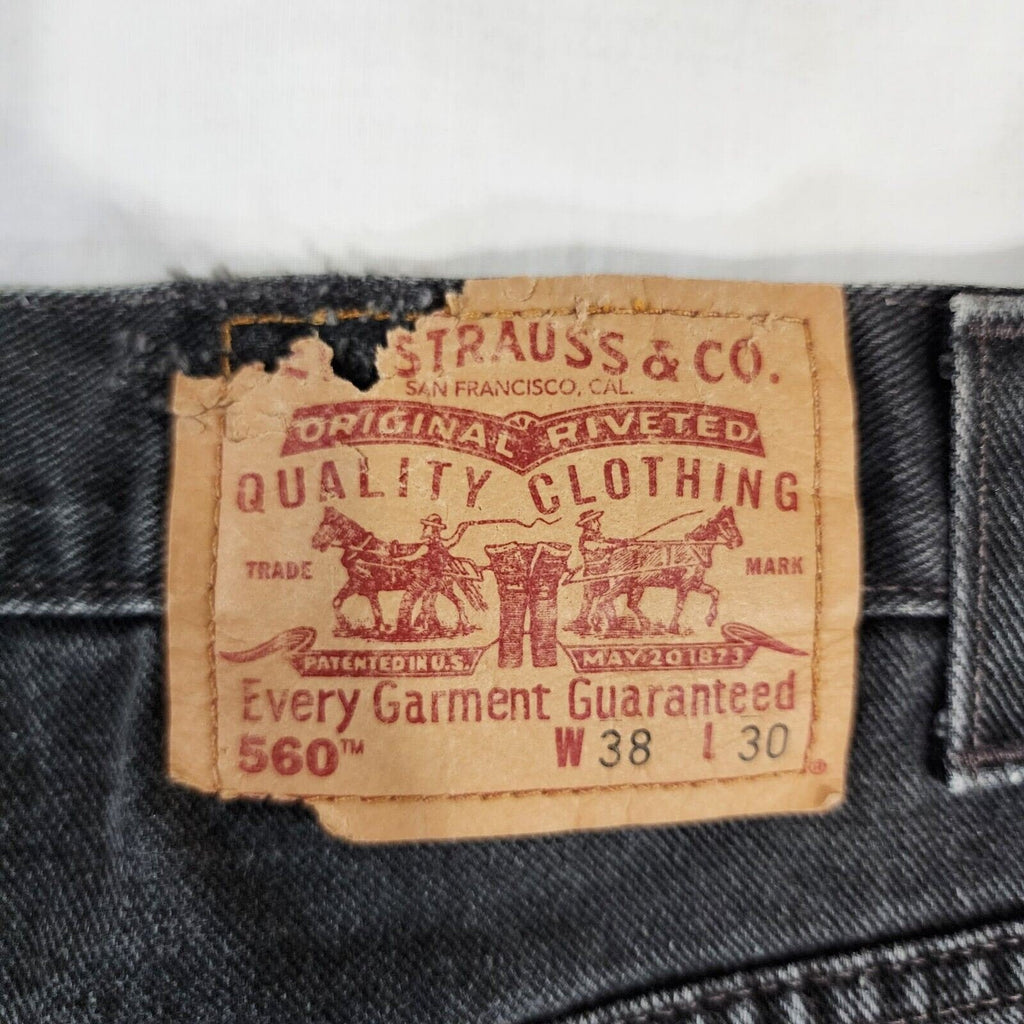 Vintage Levis 560 Red Tab Black Denim Loose Fit Tapered Jeans 36x30