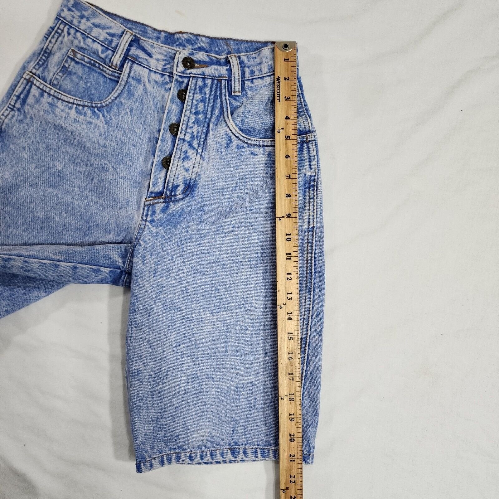 Vintage Rio By Stephen Mardon 24w Jean Shorts Button Fly Light Wash Blue Denim