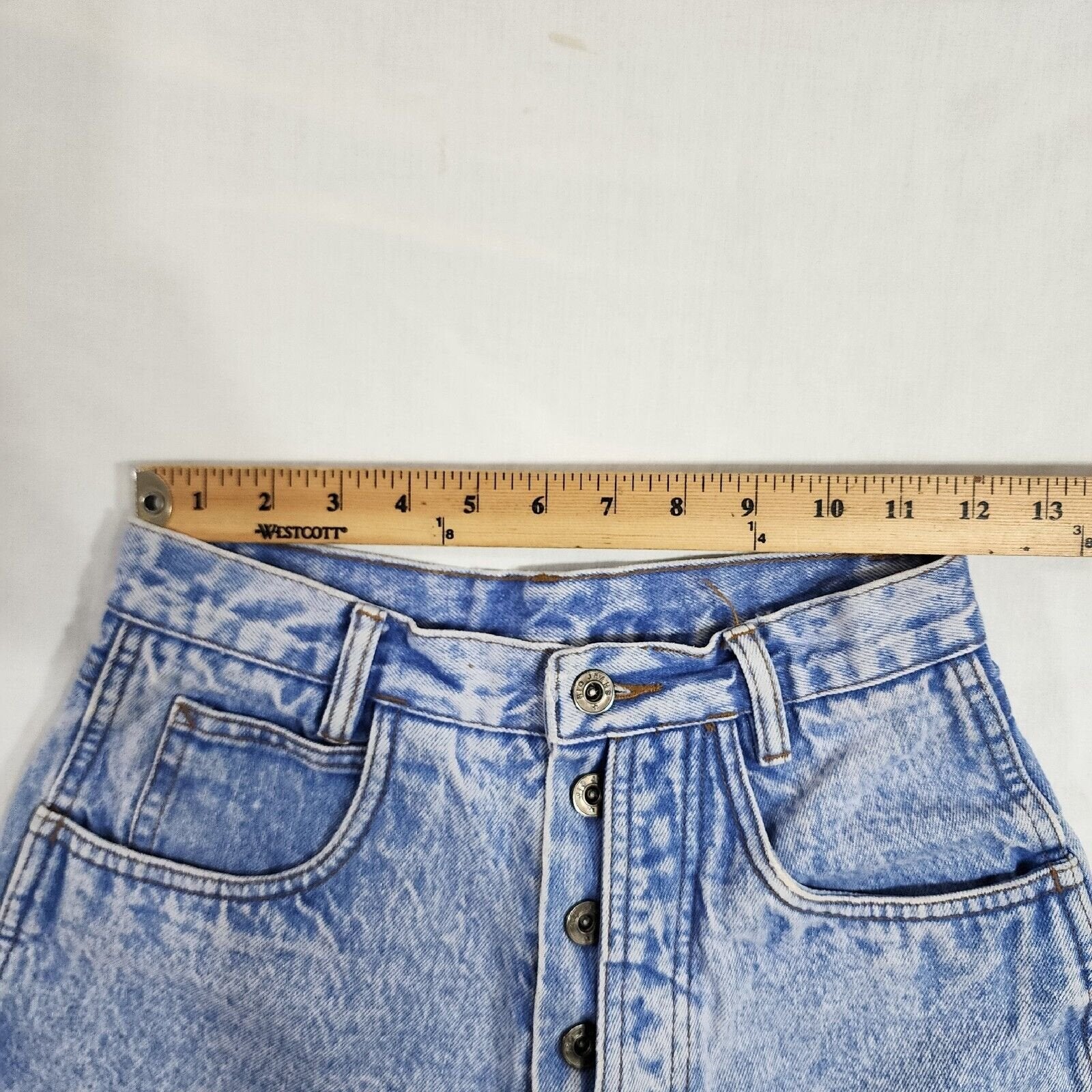 Vintage Rio By Stephen Mardon 24w Jean Shorts Button Fly Light Wash Blue Denim