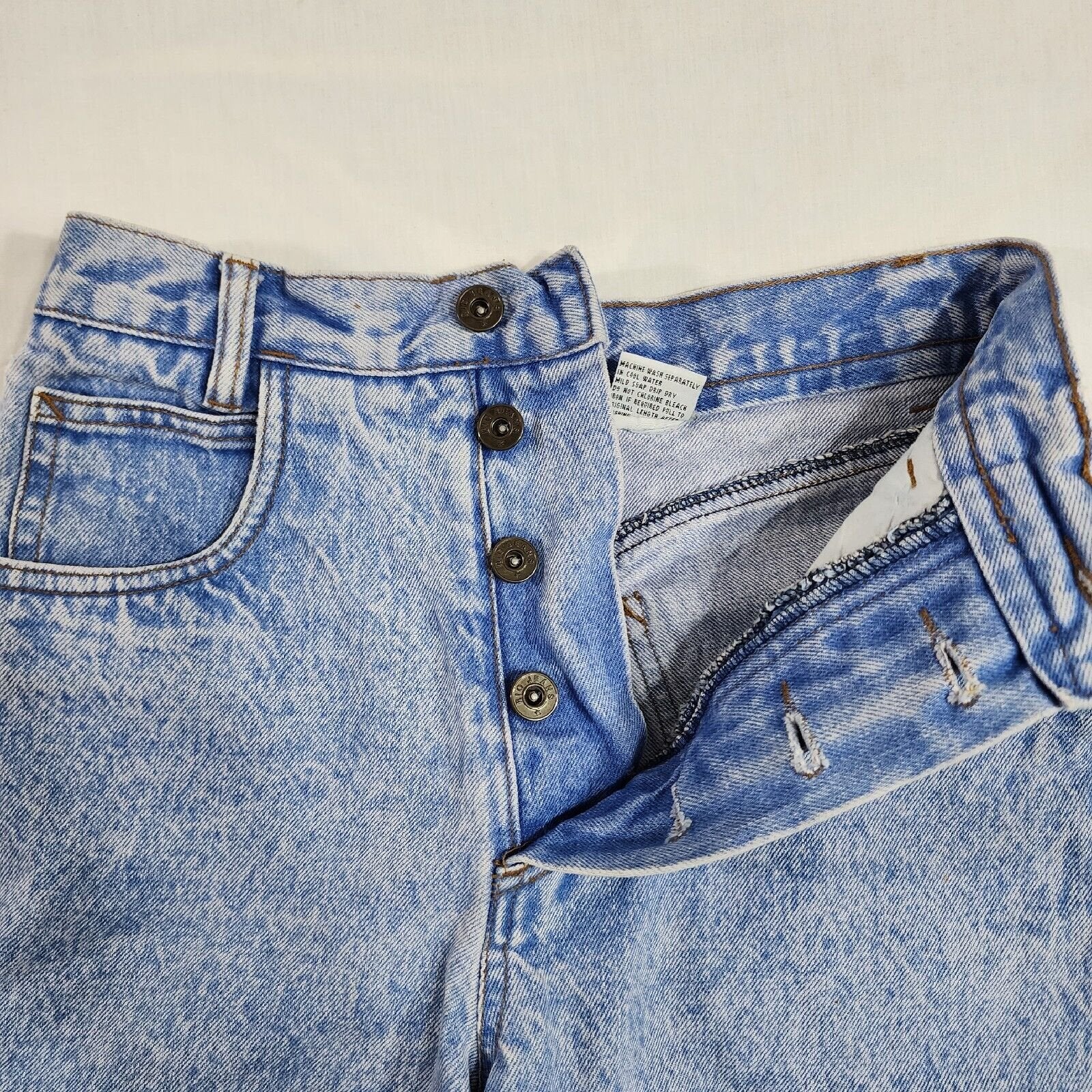 Vintage Rio By Stephen Mardon 24w Jean Shorts Button Fly Light Wash Blue Denim