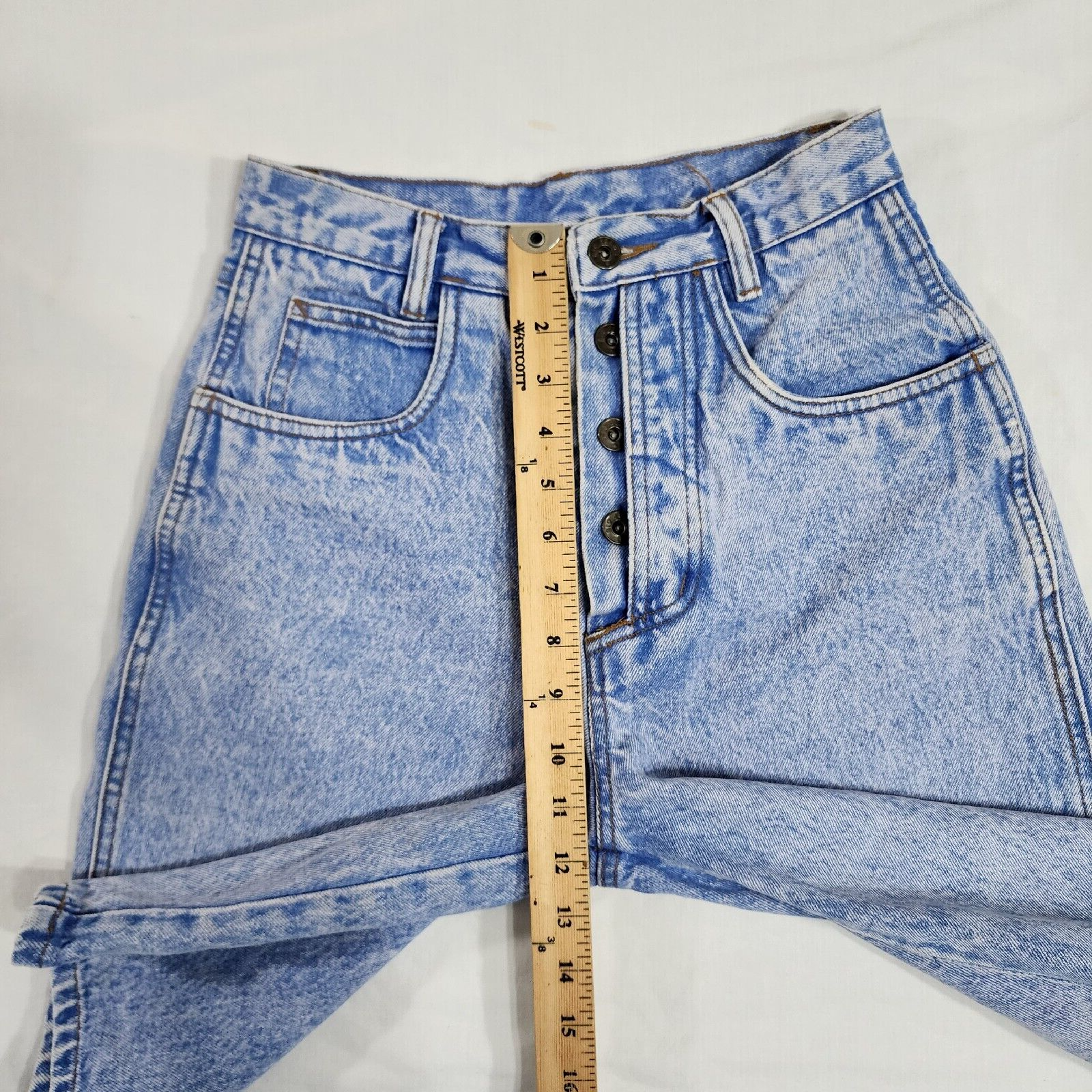 Vintage Rio By Stephen Mardon 24w Jean Shorts Button Fly Light Wash Blue Denim