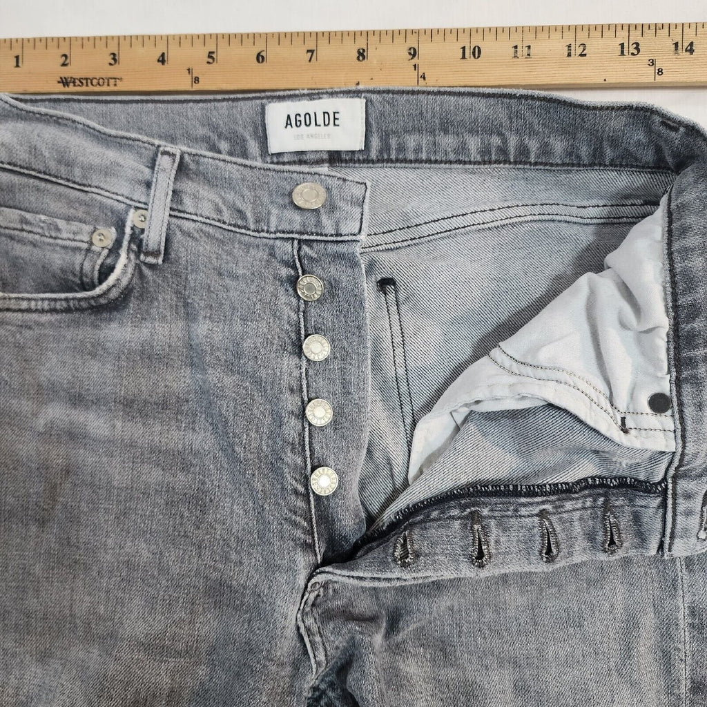 Agolde Women's Gray Jean Light Wash Button Fly 28W / 26L - GOOD
