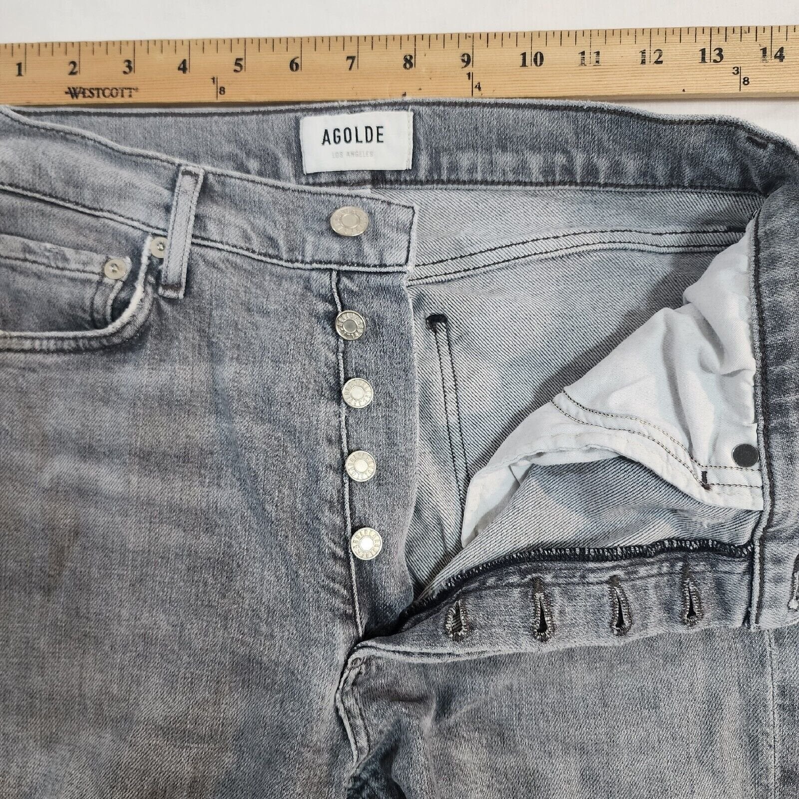 Agolde Women's Gray Jean Light Wash Button Fly 28W / 26L - GOOD