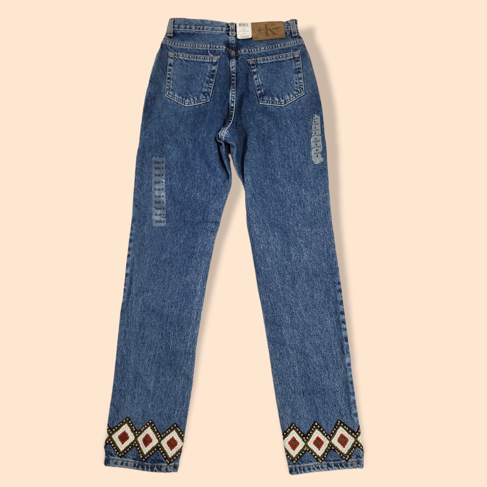 Vintage Calvin Klein Jeans Women 4 Y2K Double Stone Breaded quilted - NEW