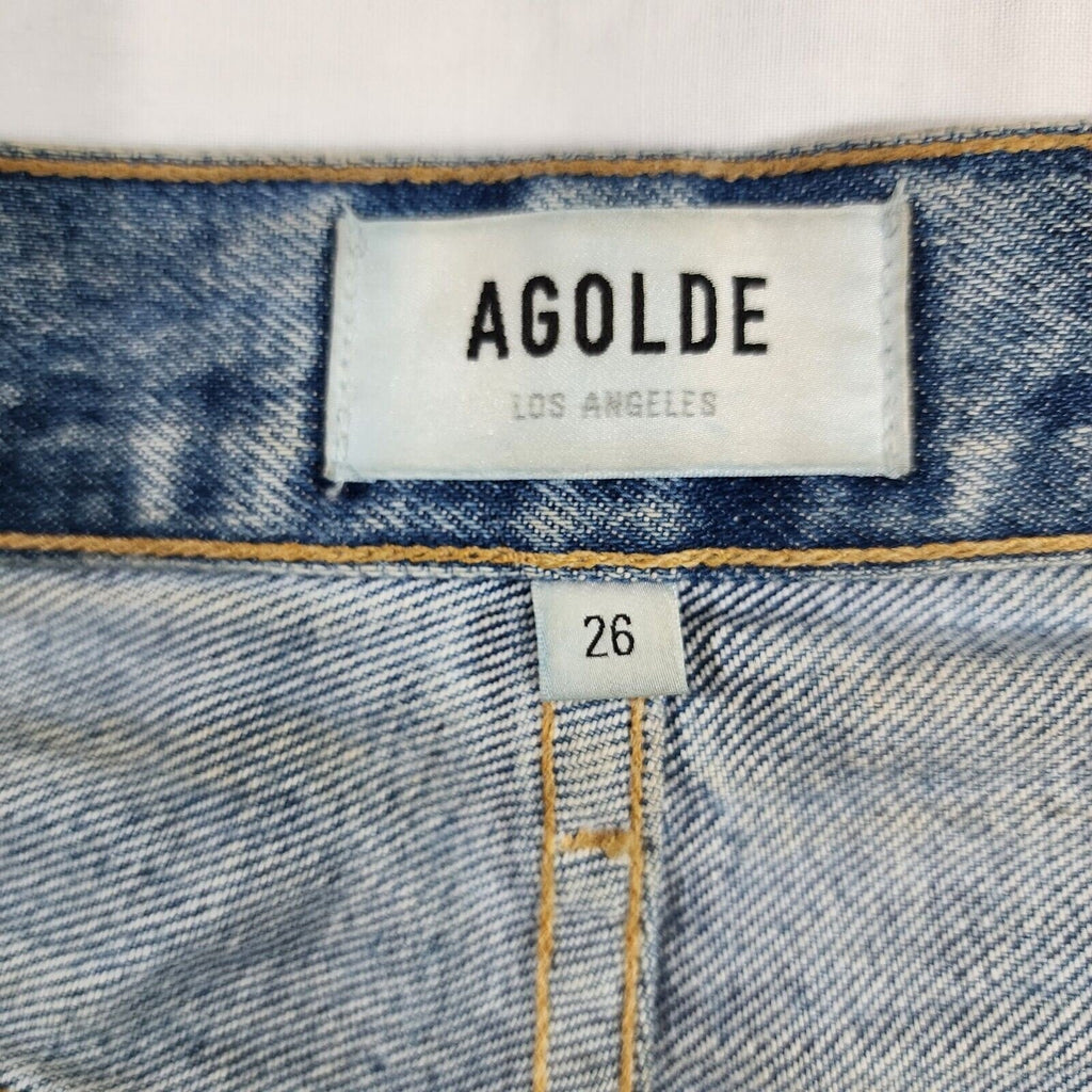 Agolde Women's 90's Jean Distressed Tattered Light Wash Button 30W / 28L - GOOD