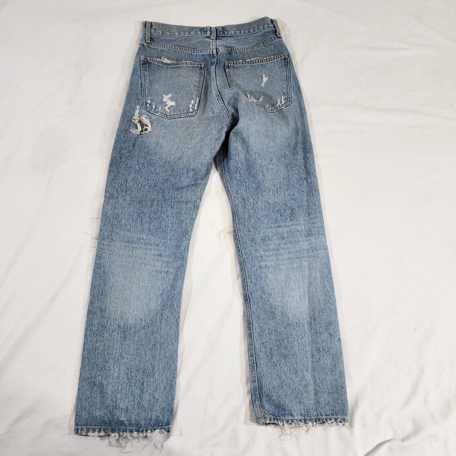 Agolde Women's 90's Jean Distressed Tattered Light Wash Button 30W / 28L - GOOD