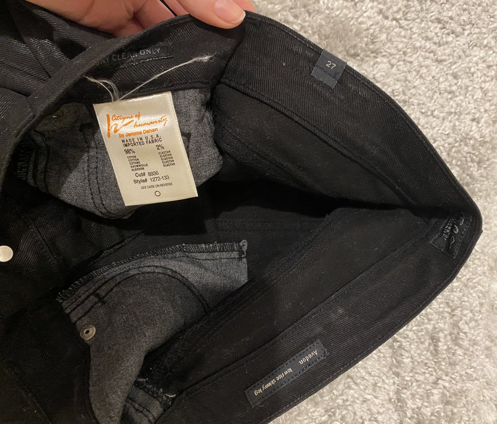 Citizens of Humanity Avedon Low Rise Skinny Jeans Waxed Coated Black 27