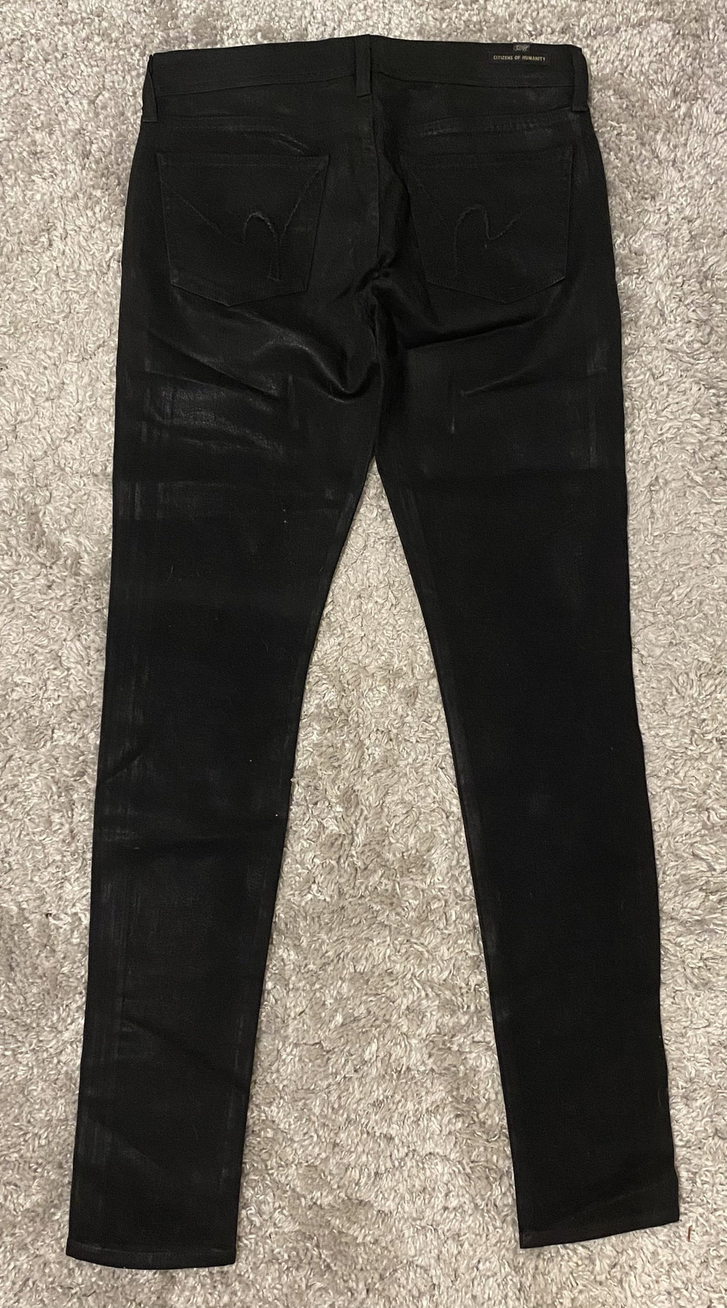 Citizens of Humanity Avedon Low Rise Skinny Jeans Waxed Coated Black 27