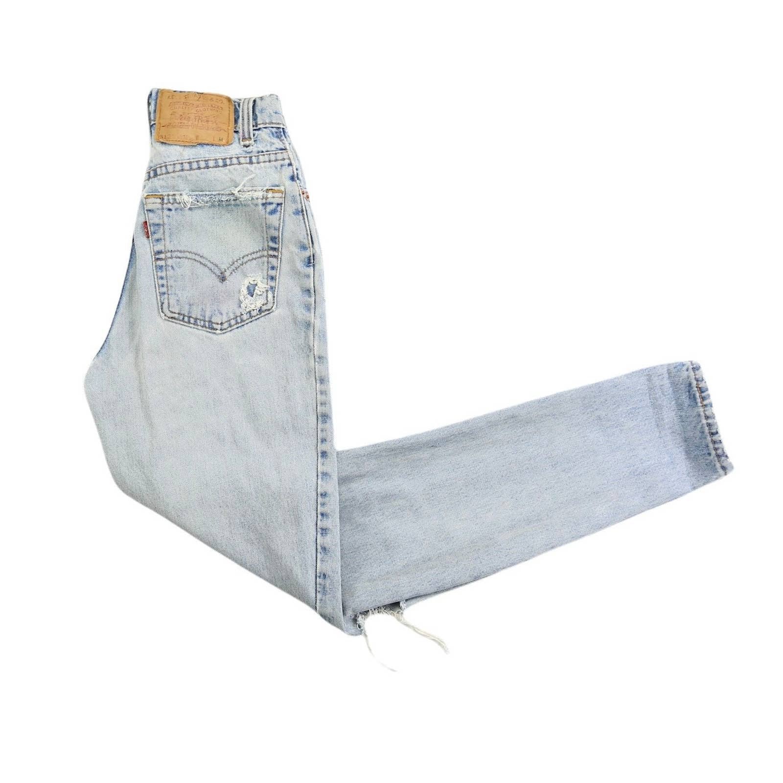 VINTAGE LEVIS 512 LIGHT WASH DISTRESSED GRUNGY HIGH WAISTED JEANS 23”/24”