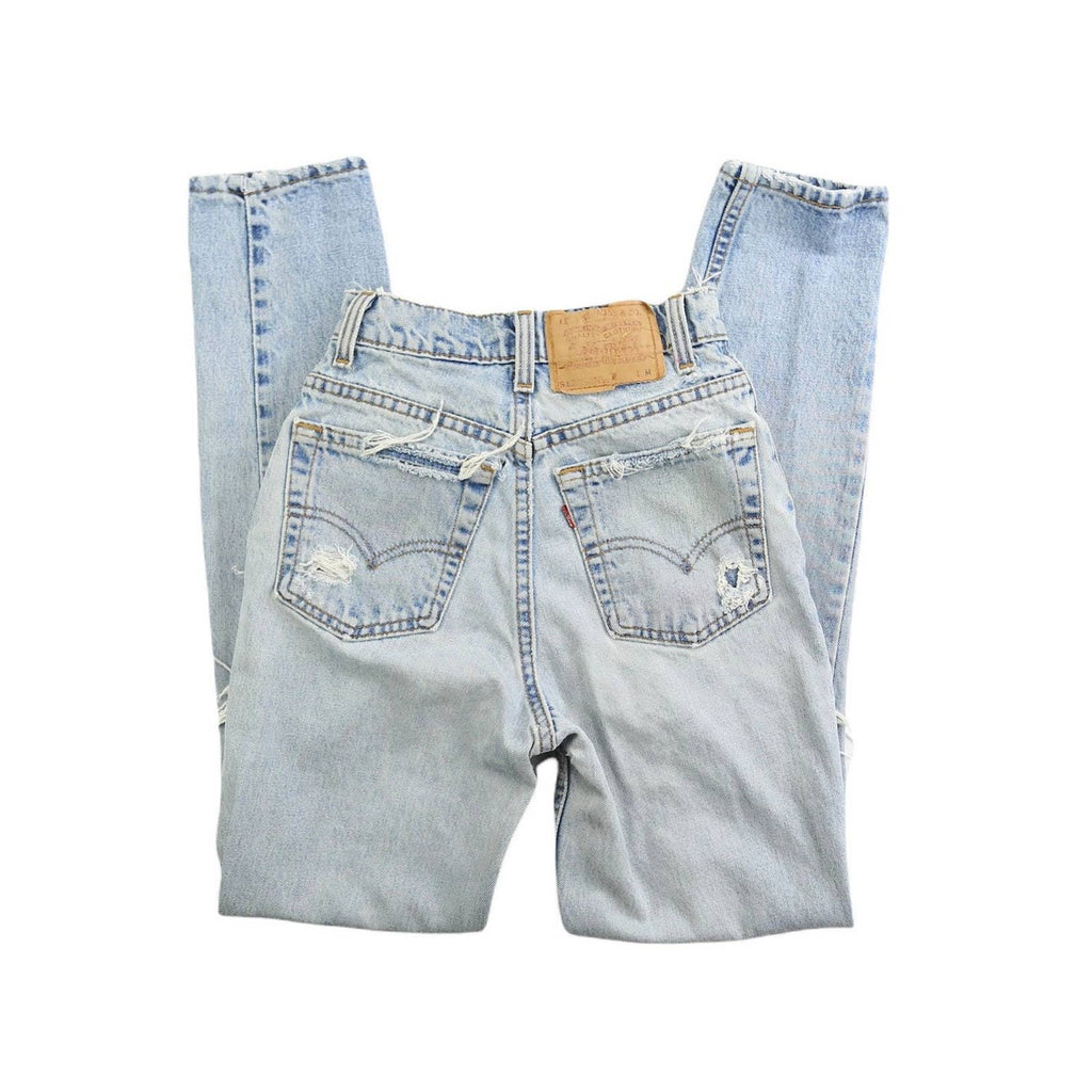 VINTAGE LEVIS 512 LIGHT WASH DISTRESSED GRUNGY HIGH WAISTED JEANS 23”/24”