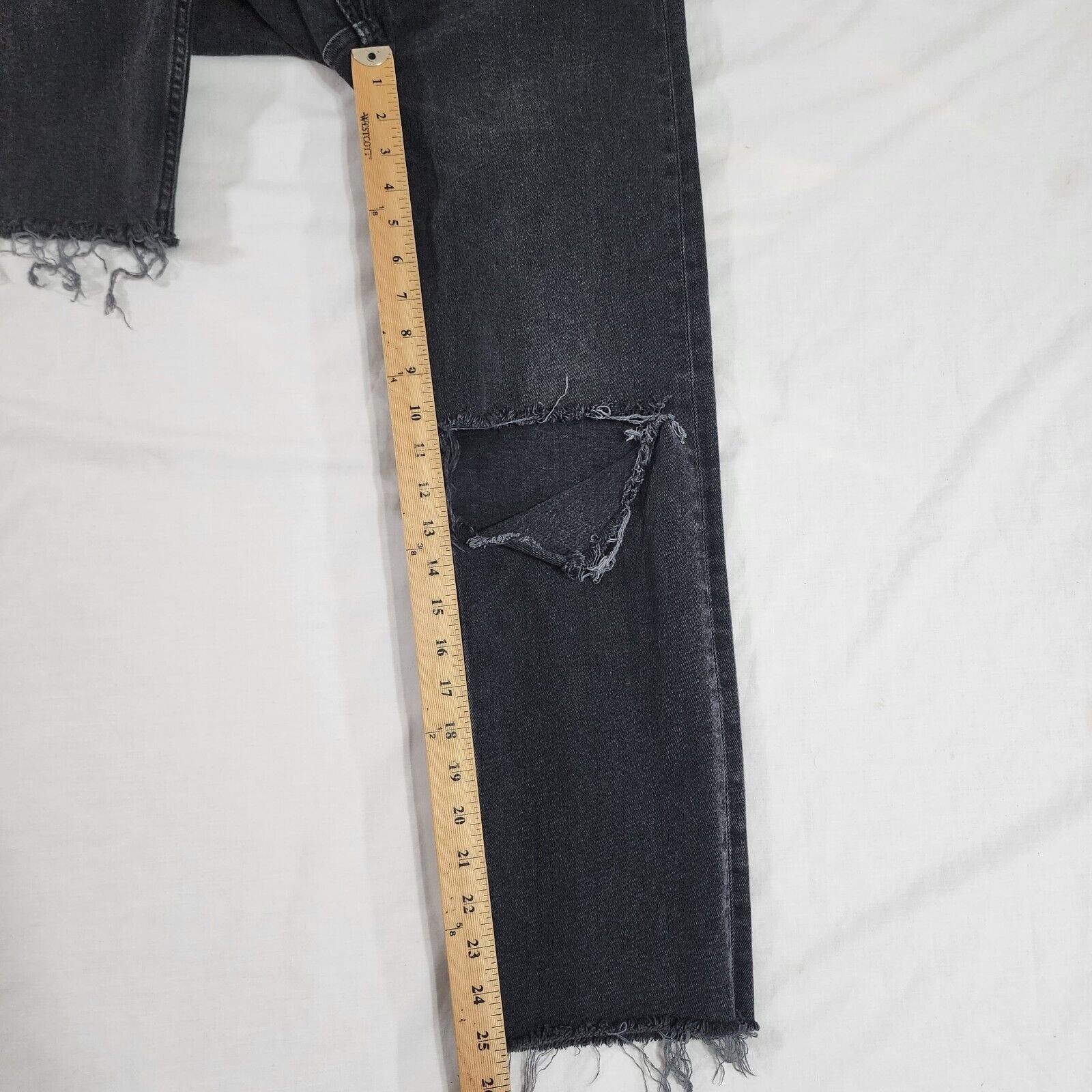 Re/Done High-rise Loose Cropped Raw Hem Jeans Faded Black Women's Size 28 Waist