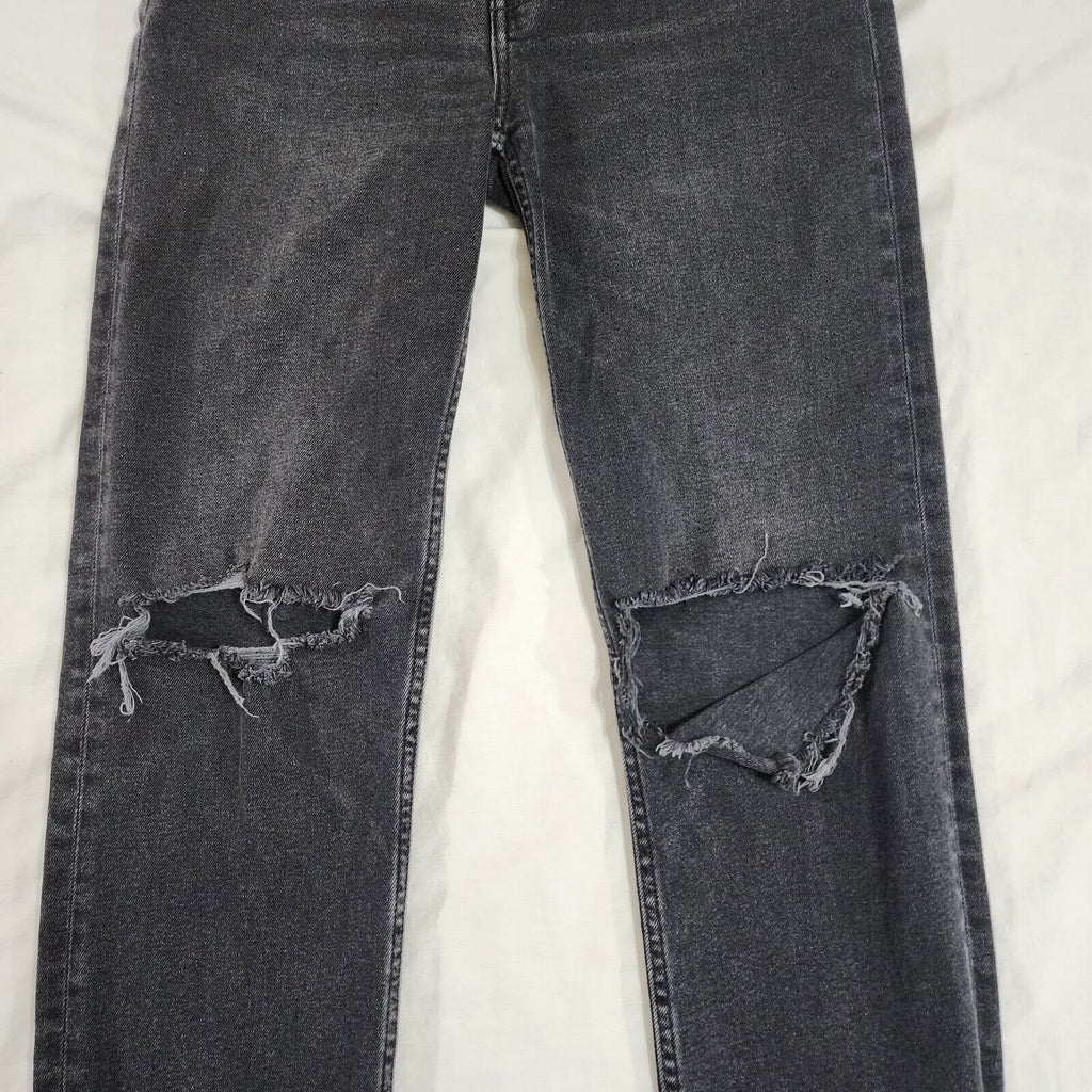 Re/Done High-rise Loose Cropped Raw Hem Jeans Faded Black Women's Size 28 Waist