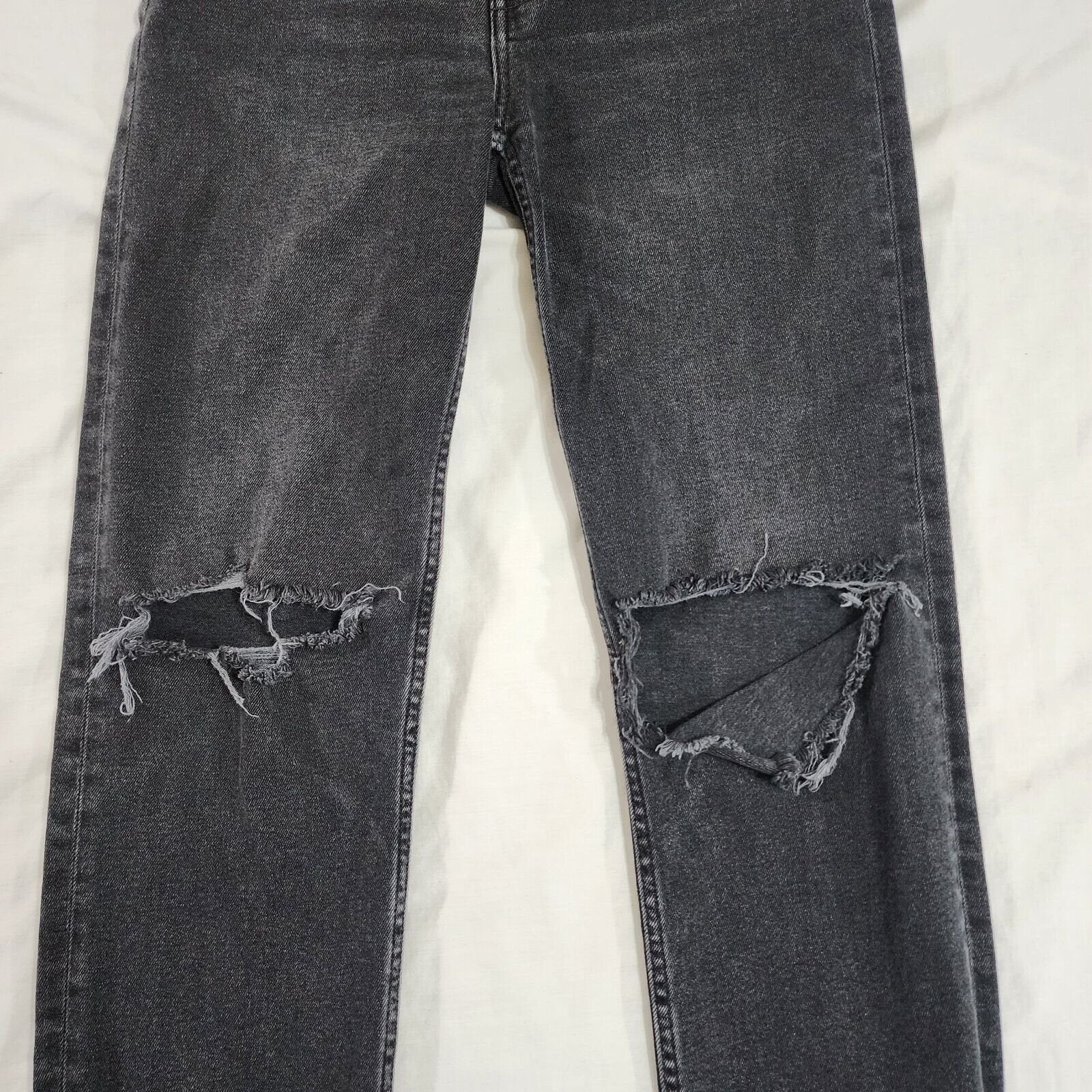 Re/Done High-rise Loose Cropped Raw Hem Jeans Faded Black Women's Size 28 Waist