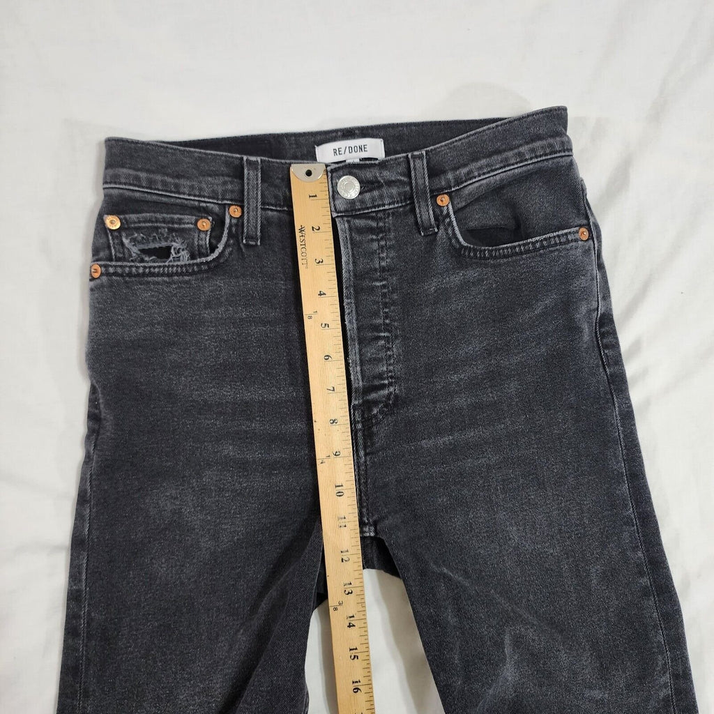 Re/Done High-rise Loose Cropped Raw Hem Jeans Faded Black Women's Size 28 Waist