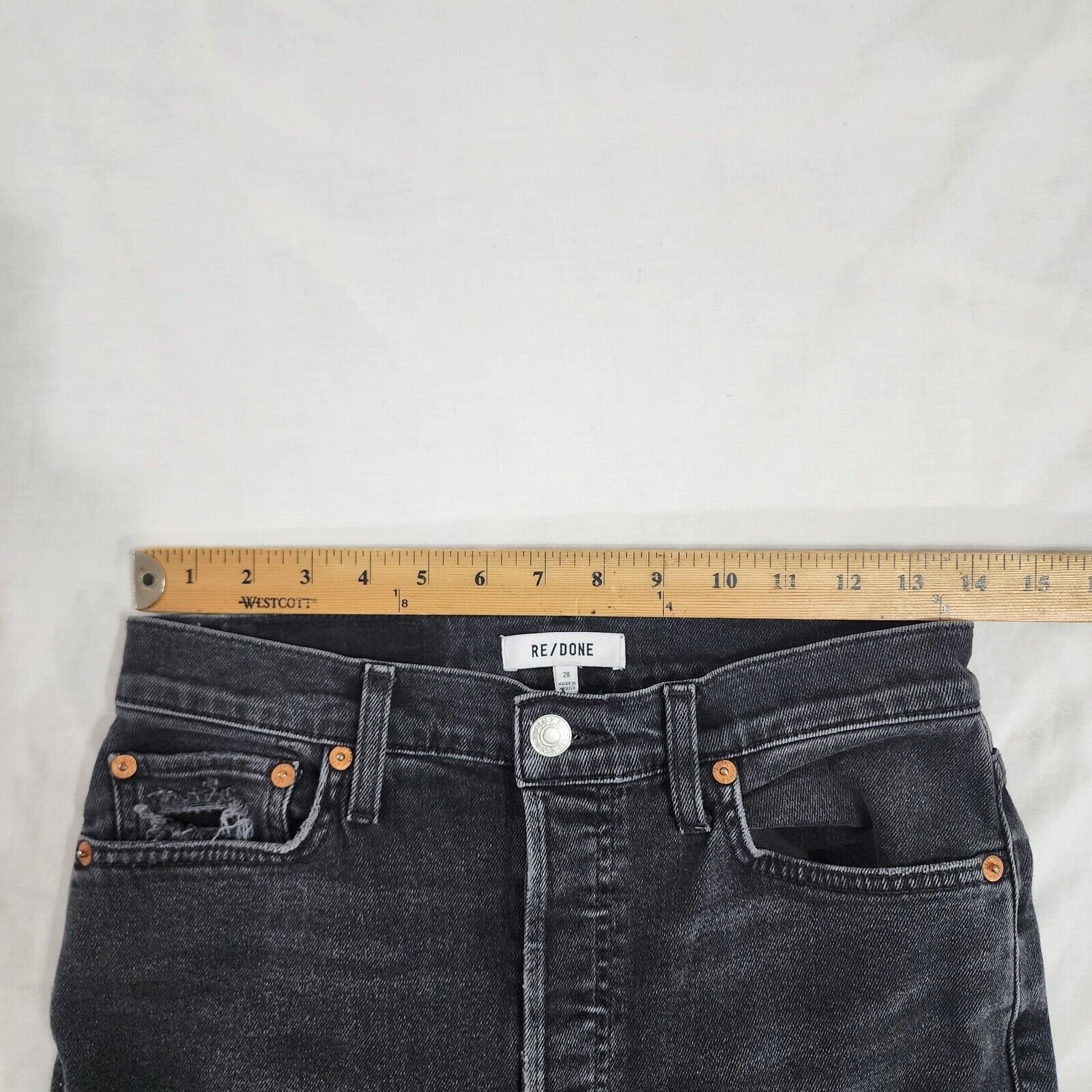 Re/Done High-rise Loose Cropped Raw Hem Jeans Faded Black Women's Size 28 Waist